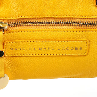 Yellow Leather Boston Bag