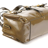 Khaki Green Patent Leather Mabel Boston Bag