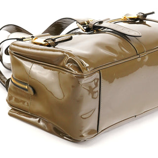 Khaki Green Patent Leather Mabel Boston Bag