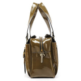 Khaki Green Patent Leather Mabel Boston Bag