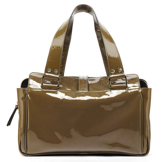 Khaki Green Patent Leather Mabel Boston Bag