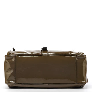 Khaki Green Patent Leather Mabel Boston Bag