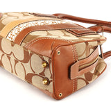10540 Beige Brown Signature Canvas Boston Bag