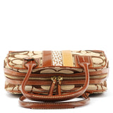 10540 Beige Brown Signature Canvas Boston Bag