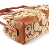 10540 Beige Brown Signature Canvas Boston Bag