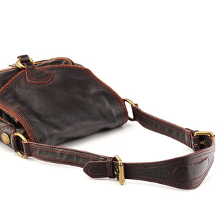 Dark Brown Leather Pocket Crossbody Bag