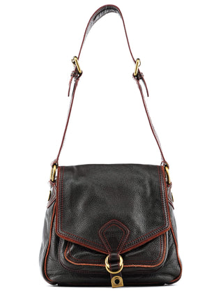 Dark Brown Leather Pocket Crossbody Bag