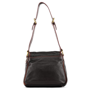 Dark Brown Leather Pocket Crossbody Bag