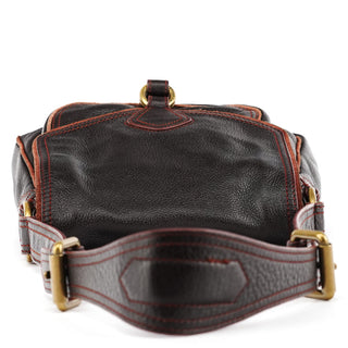 Dark Brown Leather Pocket Crossbody Bag
