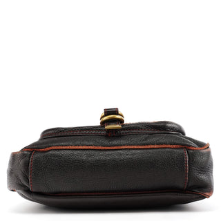 Dark Brown Leather Pocket Crossbody Bag