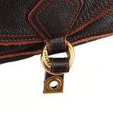 Dark Brown Leather Pocket Crossbody Bag
