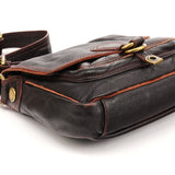 Dark Brown Leather Pocket Crossbody Bag