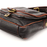 Dark Brown Leather Pocket Crossbody Bag