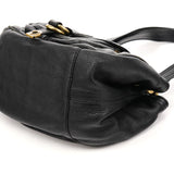 Black Leather Pocket Tote Bag