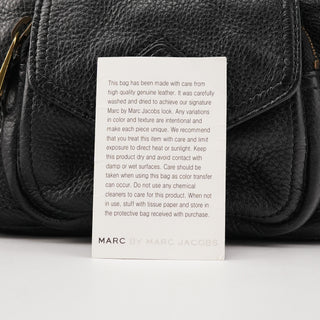 Black Leather Pocket Tote Bag