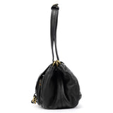 Black Leather Pocket Tote Bag