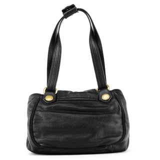Black Leather Pocket Tote Bag