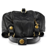 Black Leather Pocket Tote Bag