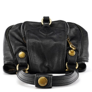 Black Leather Pocket Tote Bag