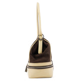 Fall 2000 Brown Beige Canvas Frame Shoulder Bag