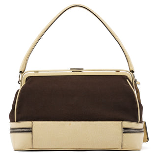 Fall 2000 Brown Beige Canvas Frame Shoulder Bag