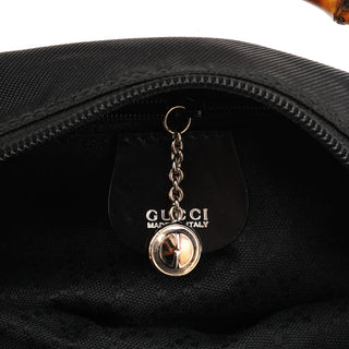 Black Nylon Bamboo Shoulder Bag