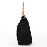Black Nylon Bamboo Shoulder Bag