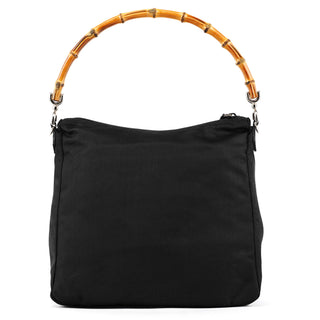 Black Nylon Bamboo Shoulder Bag