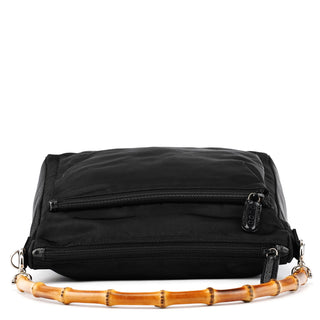Black Nylon Bamboo Shoulder Bag