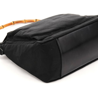 Black Nylon Bamboo Shoulder Bag