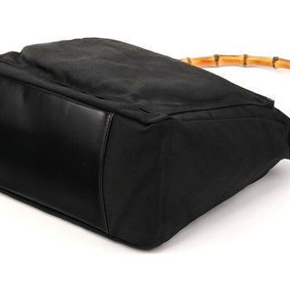 Black Nylon Bamboo Shoulder Bag