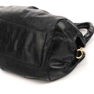 Black Leather Classic Q 2-Way Bag