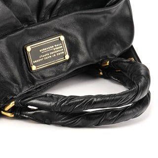 Black Leather Classic Q 2-Way Bag