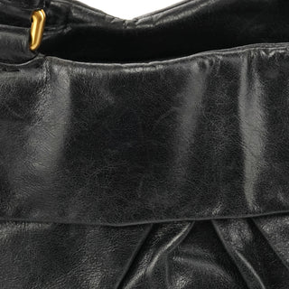Black Leather Classic Q 2-Way Bag