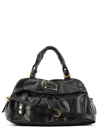 Black Leather Classic Q 2-Way Bag