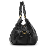 Black Leather Classic Q 2-Way Bag