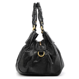 Black Leather Classic Q 2-Way Bag
