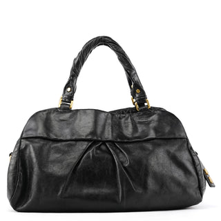 Black Leather Classic Q 2-Way Bag