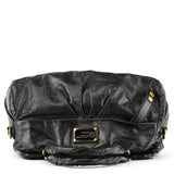 Black Leather Classic Q 2-Way Bag