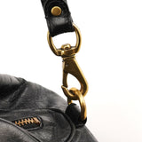 Black Leather Classic Q 2-Way Bag