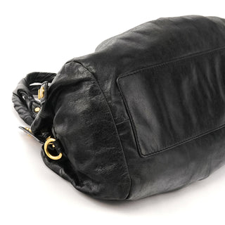 Black Leather Classic Q 2-Way Bag