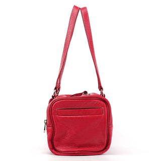 Pink Leather Multi-Pocket Camera Tote Bag