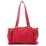 Pink Leather Multi-Pocket Camera Tote Bag
