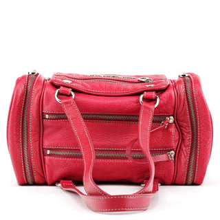 Pink Leather Multi-Pocket Camera Tote Bag