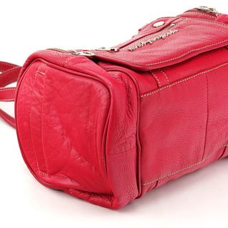 Pink Leather Multi-Pocket Camera Tote Bag