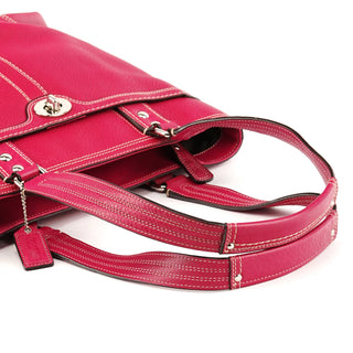 F13959 Pink Leather Turnlock Tote Bag