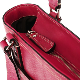 F13959 Pink Leather Turnlock Tote Bag