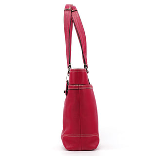 F13959 Pink Leather Turnlock Tote Bag