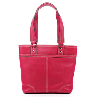F13959 Pink Leather Turnlock Tote Bag