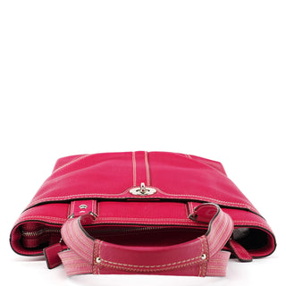 F13959 Pink Leather Turnlock Tote Bag